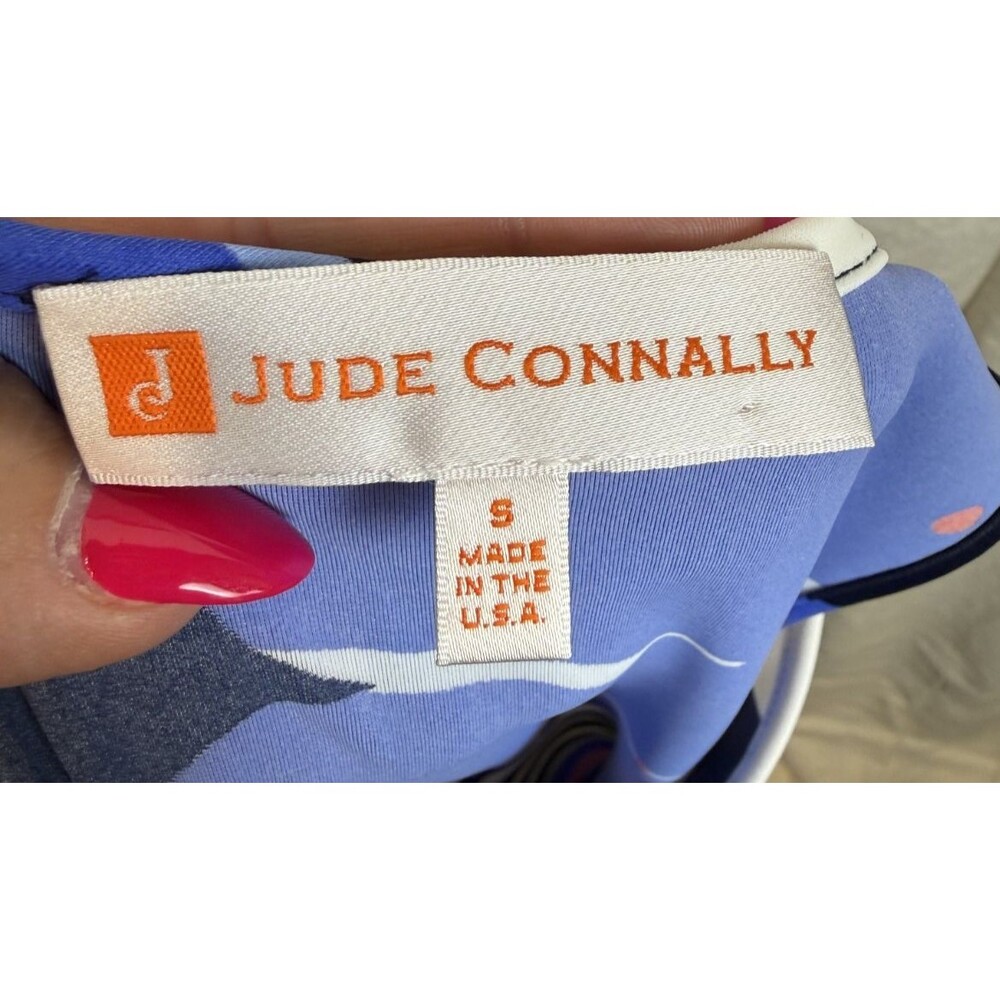 Jude Connally Dress Small Jude Cloth Racerback Zebra Floral Midi Front Slit Blue - Picture 3 of 9